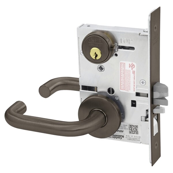 Entrance or Office Mortise Lock, LS Lever, A Rose, Oil Rubbed Bronze
